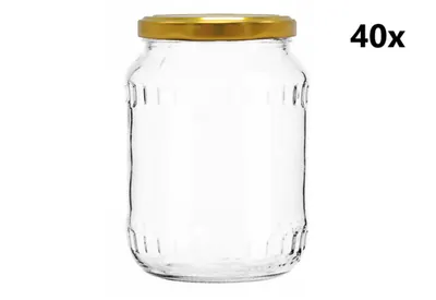 Obrázek produktu pro Zavařovací sklenice 720 ml FACETTE čirá 40 ks VČETNĚ ZLATÝCH VÍČEK, Počet kusů v balení: 40