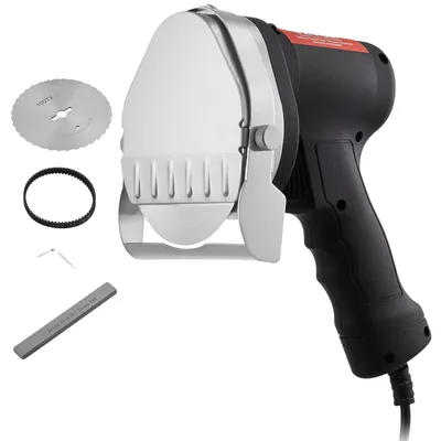 Productafbeelding van VEVOR Elektrisch shawarma mes, 80W, Turks kebab mes, Commerciële gyros snijmachine van roestvrij staal, Vlees snijmachine voor kebab met 2 messen, mesdiameter 10 cm