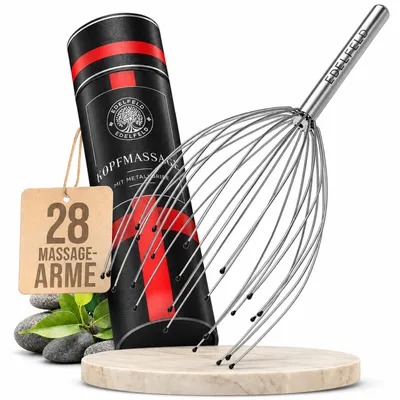 Produktbild von Die entspannende Kopfmassage Spinne mit 28 Fingern von Edelfeld [VERBESSERTE VERSION] – Mit Geschenkverpackung & Schleife – Kopfmassagegerät Geschenk