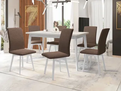 Obrázek produktu pro Moderní jídelní sestava 6+1 ADELBITE 10 - bílá / bílá / hnědá 2