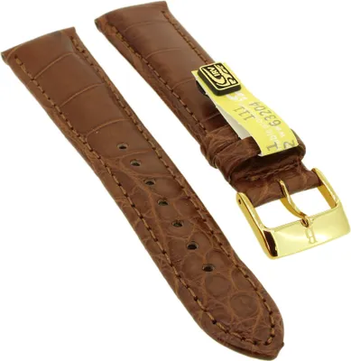Produktbild von BARINGTON LOUISIANA Uhrenarmband | echt Krokoleder | braun 35340, Stegbreite:19mm, Schließe:Gelbgolden