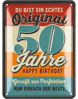 Produktbild von LANOLU Blechschild 50 Schild Geburtstag - 50er Schild ORIGINAL - Deko 50 Geburtstag Mann, 50 Geburtstag Deko, lustiges Geburtstagsschild