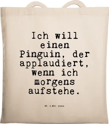 Produktbild von Mr. & Mrs. Panda Jutebeutel Ich will einen Pinguin,... - Transparent - Geschenk, Pinguin, Freundin, Tote Bag, Morgenmuffel, Applaus, Sprüche, Schultasche, Shopping Tasche