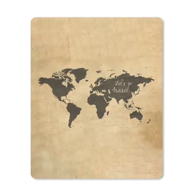 Produktbild von MuchoWow® Mauspad Mousepad Weltkarte - Vintage - Zitat 30x40 cm - Mousepads - Maus Mat - Pad - Mausunterlage - Mausmatten