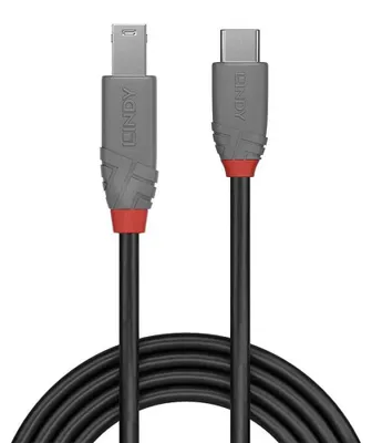 Produktbild von Lindy 36668, 3 m, USB C, USB B, USB 3.2 Gen 1 (3.1 Gen 1), Schwarz