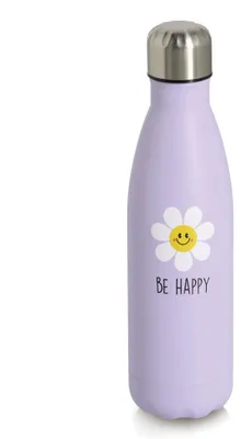 Produktbild von ZELLER 27466 Trinkflasche 500 ml HAPPY FLOWER aus Edelstahl, flieder, ca. Ø 7 x 26 cm