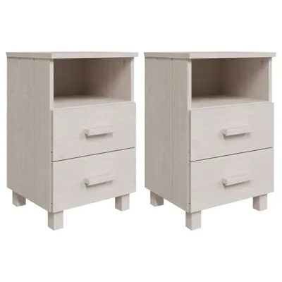 Productafbeelding van Nachtkastjes HAMAR 2 st 40x35x62 cm massief grenenhout wit