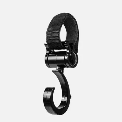 Image de Go Go Gadget – Crochet de fixation – pivotant – avec fermeture velcro – adapté aux poussettes, aux déambulateurs, aux voitures, aux courses, etc. – 1 pièce – Noir