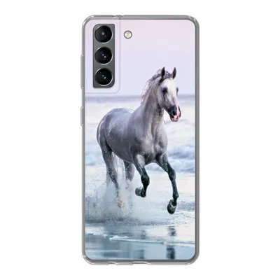 Produktbild von MuchoWow® Handyhülle Schutzhülle Hülle für Samsung Galaxy S21 Pferd - Pilz - Strand Silikon Softcase Handy Hülle - Softcase