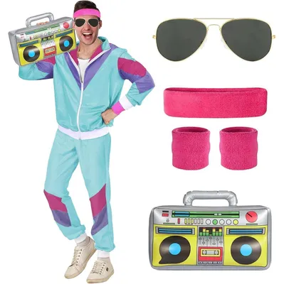 Immagine prodotto di Completo da allenamento anni '80-'90, costume da uomo/donna, con accessori