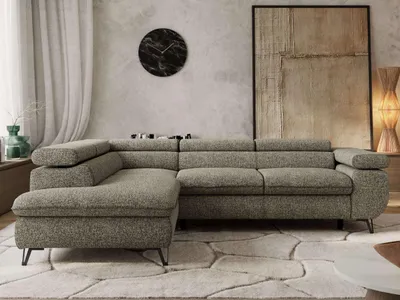 Produktbild von Couch mit Schlaffunktion L-form Ecksofa Wohnzimmersofa mit Einstellbare Kopfstützen - PABLO L - Struktur - Grau - Links