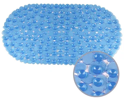 Productafbeelding van Antislip douchemat, kunststof, 69 x 36 cm, blauw, PVC, met zuignappen