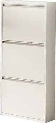 Produktbild von Schuhkipper 'Sokndal' mit 3 Klappen Metall 104 x 50 x 15 cm Pfefferweiß