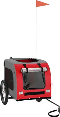 Obrázok produktu pre vidaXL Príves na bicykel Psy Červená a sivá Oxford tkanina a žehlička