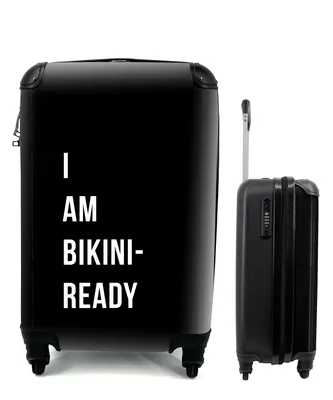 Produktbild von MuchoWow® Koffer Handgepäck Trolley Rollkoffer Kleine Reisekoffer mit 4 Rollen - Ich bin bereit für den Bikini - Schwarz - Zitat - Cabin Size < 55x40x23 cm & 55x40x20 cm - Fotokoffer - Kabinenkoffer - Boardgepäck - Reise-Box - Reisekoffer - Reisegepäck - Koffer mit Bild - Trolley für Kinder