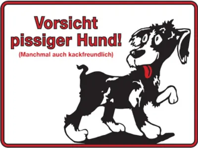 Produktbild von Dreifke® Hinweisschild, Vorsicht pissiger Hund, Aluminium, 150 x 200 m | Alu ...