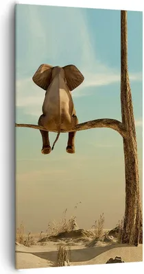Produktbild von Bild auf Leinwand - Leinwandbild - Einteilig - Elefant sitzend Ast - 65x120cm - Wand Bild - Wanddeko - Wandbilder - Leinwanddruck - Bilder - Wanddekoration - Leinwand bilder - Wandbild - PA65x120-4557