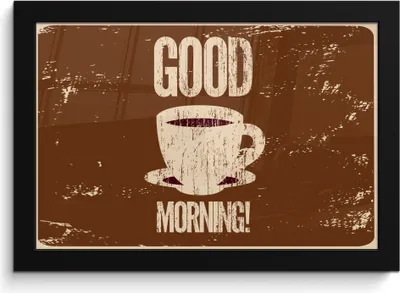 Produktbild von MuchoWow® MuchoWow® Gerahmtes Poster Kaffee - Sprichwörter - Guten Morgen! - Vintage - Zitate 30x20 cm - Poster mit zchwarzem Bilderrahmen - Kunstdruck - Bild-Poster