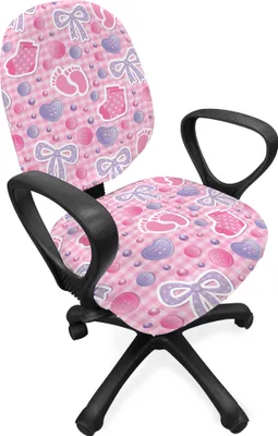 Produktbild von ABAKUHAUS Baby Bürostuhl Schonbezug, Bögen und Knöpfe Band, dekorative Schutzhülle aus Stretchgewebe, Pale Pink Mauve