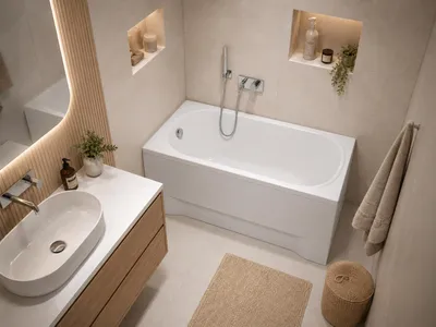Obrázok produktu pre AQUA pre vás | Vaňa - Polimat Mini - Obdĺžniková vaňa - 100x65 cm - Biela - s obložením, sifónom, rámom a akrylátovou vanou