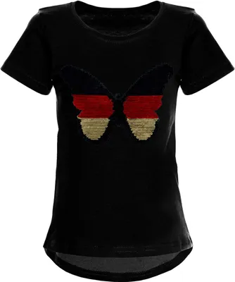Produktbild von BEZLIT Mädchen Wende Pailletten Deutschland Shirt mit Schmetterling WM 2018 Schwarz 104