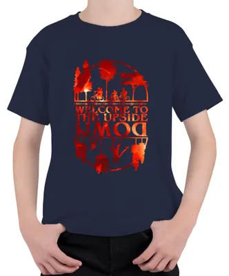 Produktbild von Welcome To The Upside Down Sci Fi 80er Retro Horror Stranger Kinder T-Shirt, Navy, 104