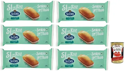 Produktbild von Riso Scotti, Si con Riso - Plumcake con Riso, Plumcake mit Reis, Kuchen Laktose -freie Süße Snacks, Palmöl ohne, 6x 190g + Italian Gourmet polpa 400g