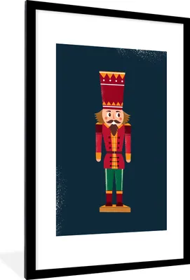 Produktbild von MuchoWow® MuchoWow® Gerahmtes Poster Nussknacker - Weihnachten - Winter 60x90 cm - Poster mit zchwarzem Bilderrahmen - Dekoration - Wandposter Wohnzimmer - Hochwertig
