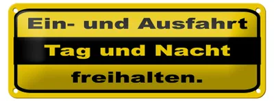 Produktbild von Blechschild Ausfahrt Tag Nacht freihalten, 27 x 10 cm, Blechschilder Achtung  Widerrechtlich