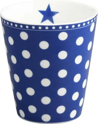 Produktbild von Krasilnikoff Becher Happy Mug Punkte dunkelblau