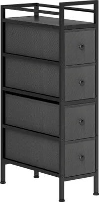 Produktbild von KommodeSchrankmit4SchubladenausVliesstoffAufbewahrungsschrankmitStahlrahmen,20cmx43cmx81,5cm,Schwarz