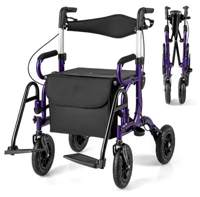 Produktbild von 2-in-1 Rollator & Rollstuhl, faltbar, 23 cm Luftreifen