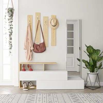 Produktbild von Vorzimmerwand Houseland Ramda weiß/natürliche Eiche