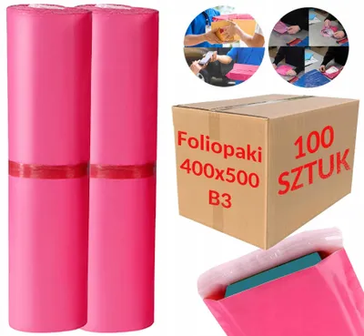 Zdjęcie produktu dla Foliopaki Kurierskie Różowe B3 400x500mm - 100 szt.