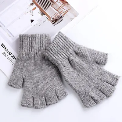 Produktbild von Handschuhe - Fingerlose Handschuhe - Handschuhe ohne Finger - Fingerlos - Fäustlinge - Winterhandschuh - Grau