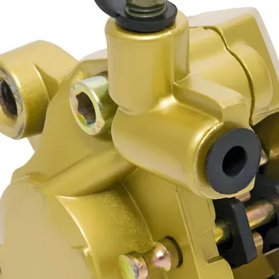 Image de Étrier de frein avant de qualité supérieure, couleur or, complet, avec plaquettes de frein compatibles avec le système AJP, pour Yamaha Aerox, MBK Nitro, Gilera Runner, Piaggio NRG 50