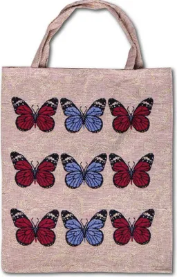 Produktbild von Einkaufstasche "Schmetterling", umweltfreundliche Gobelin (32x40cm) Baumwoll-Tragetasche, widerstandsfähig und reißfeste Shoppingtasche