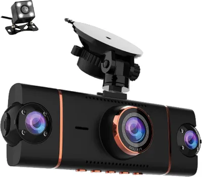 Obrázok produktu pre Autokamera (dashcam) s 360-stupňovým záberom – pre jazdu a parkovanie – štvorkanálový nočný režim – 32 GB pamäťová karta súčasťou – čierna