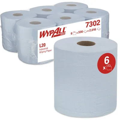 Industrielle Wischtücher L20, 2-lagig, blau, 6 Rollen x 380 Tücher
