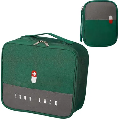Productafbeelding van Set van 2 medicamenten tasjes, reisapotheek, groen, Oxford, afmetingen 25x20x14 cm en 11x14 cm