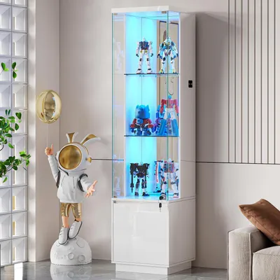 Immagine prodotto di Vetrina espositiva con illuminazione a LED e cassetti, a 3 ripiani, bianca
