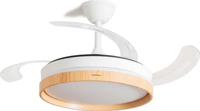 Image de Ventilateur de plafond avec éclairage InnovaGoods, silencieux, pales rétractables, 6 vitesses, 3 modes, télécommande