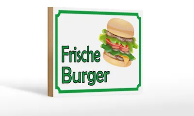 Produktbild von Holzschild Hinweis 18x12cm frische Burger Restaurant