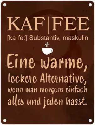 Produktbild von Kaffee - Metallschild mit Wortdefinition