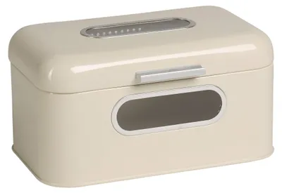 Brotbox Metall Retro mit Sichtfenster, creme, 30x20x16,5 cm