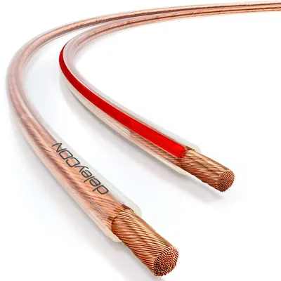 Produktbild von deleyCON 10m Lautsprecherkabel 2x 2,5 mm² - reines Kupfer - OFC Speaker Cable Kabel - Audio Boxenkabel für HiFi Lautsprecher & Surround - Polaritätskennzeichnung - Transparent