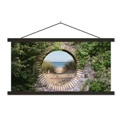Produktbild von MuchoWow® Textilposter Aussicht - Strand - Düne - Sommer 90x45 cm mit schwarzem Rahmen - Klemmleisten