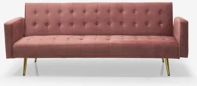 Immagine prodotto di Divano letto moderno clic clac 3 posti in velluto Caullae gambe dorate - Rosa