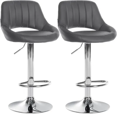 Produktbild von CLP 2er Set Barhocker Milet Kunstleder höhenverstellbar drehbar mit Rückenlehnen grau Material Gestell Metall in Chromoptik