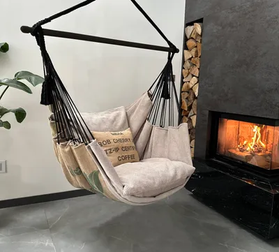 Produktbild von Izabell Hängesessel Hängematte Hängekorb Sessel Großen Kissen Indoor - Outdoor COFFEE Swing XXL